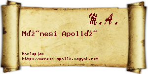 Ménesi Apolló névjegykártya